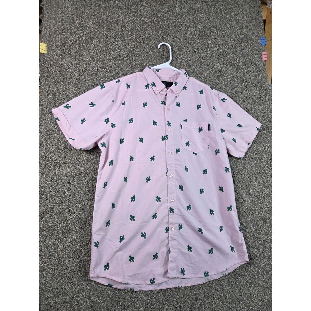 Molokai Surf Co Button Down Shirt Mens Large Pink Cactus Print Short Sleeve - Picture 5 of 10